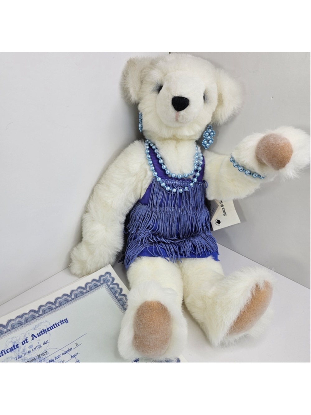 Bears & Bedtime Miss Lucy Teddy Bear Plush Jointed COA Tags Jewelry Canada...